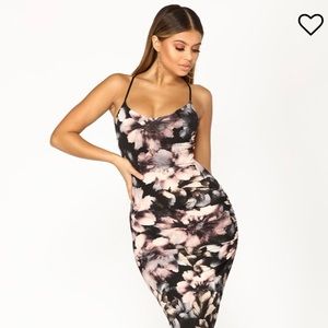Asymmetrical floral spaghetti strap dress